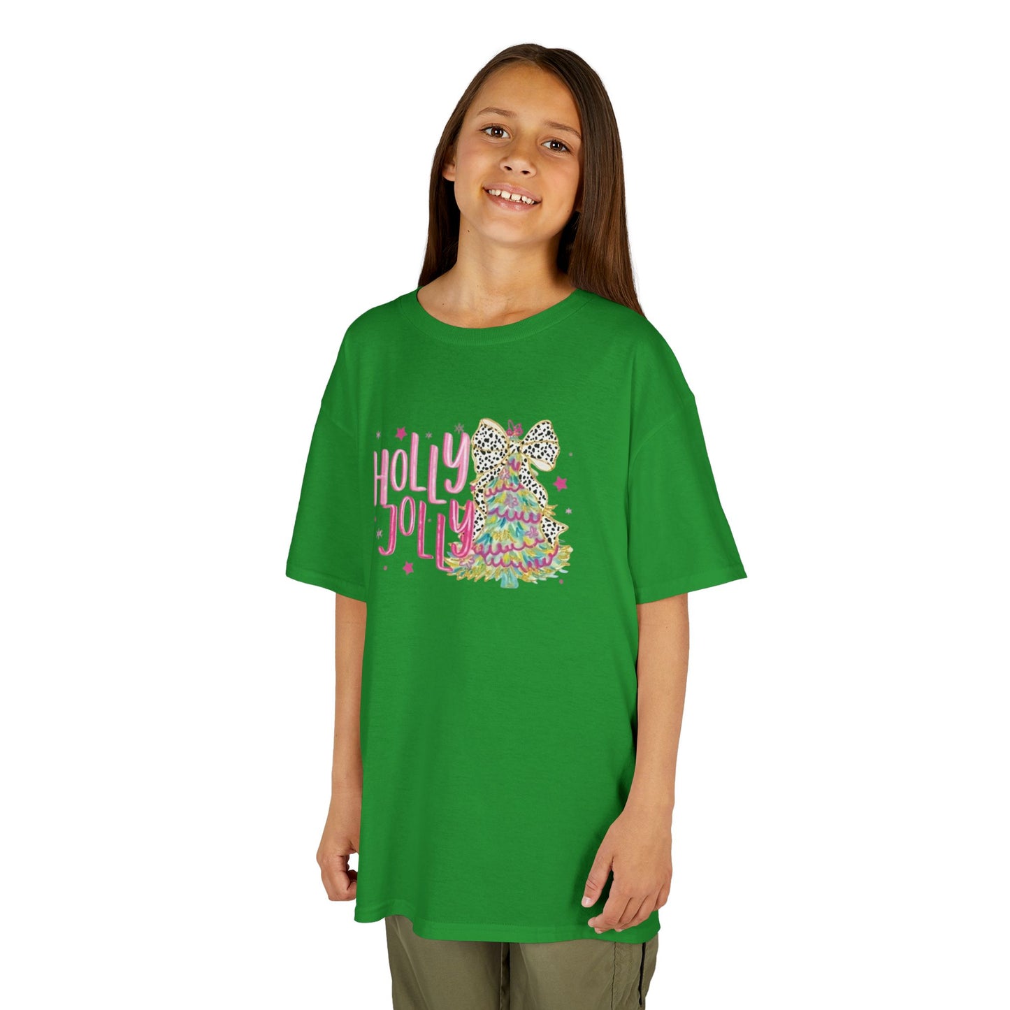 Holly Jolly Kids Tee, Festive Youth Shirt, Christmas Apparel, Fun Gift for Kids, Joyful T-Shirt for Celebrations