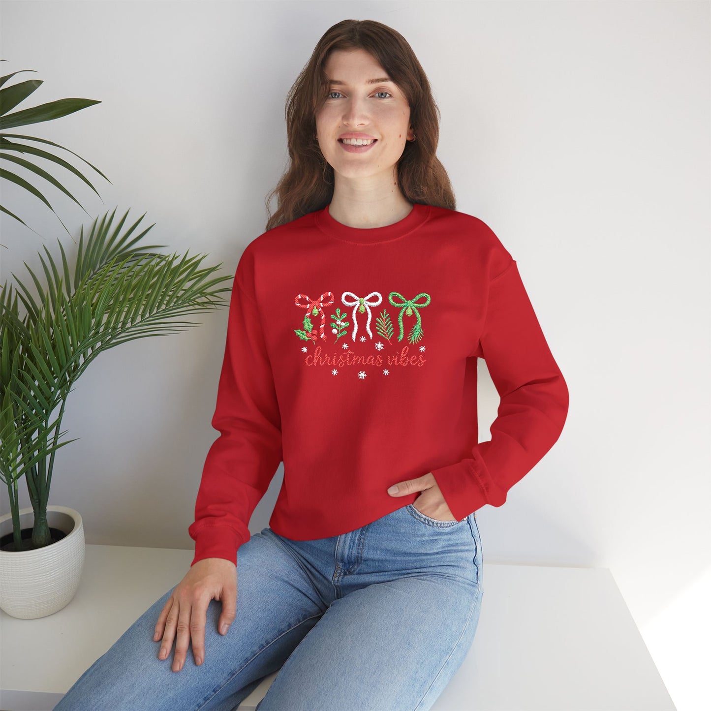 Embroidered Christmas Vibes Sweatshirt