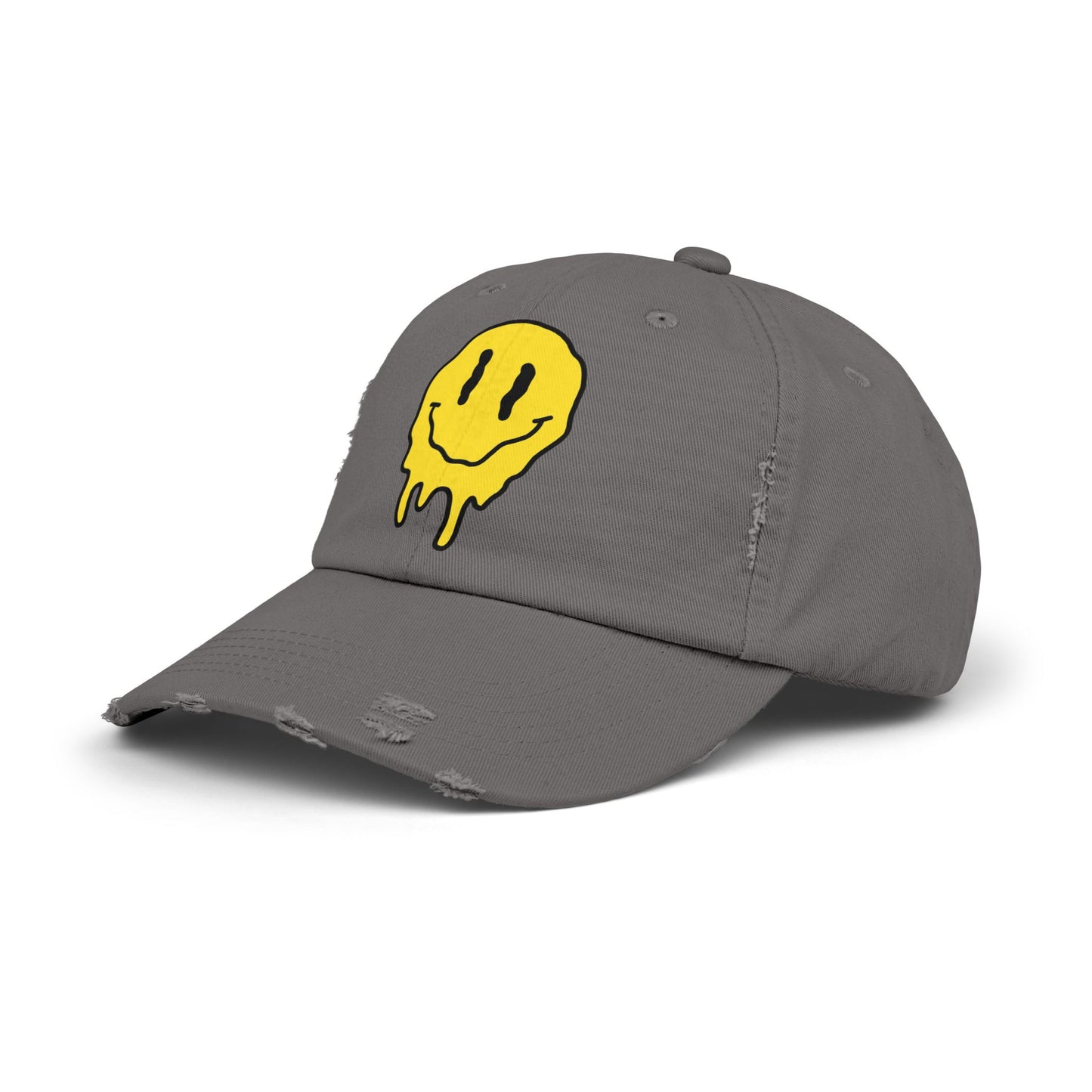 Smiley Face Distressed Cap | Unisex Hat for Casual Wear, Trendy Accessories, Gift Ideas for Friends, Summer Style, Streetwear