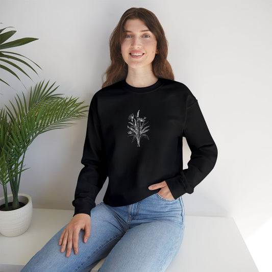 Cozy Embroidered Wildflower Bouquet  Crewneck Sweatshirt, Soft Sweatshirt, Fall Apparel, Gift for Nature Lovers, Casual Wear, Eco-Friendly Fashion