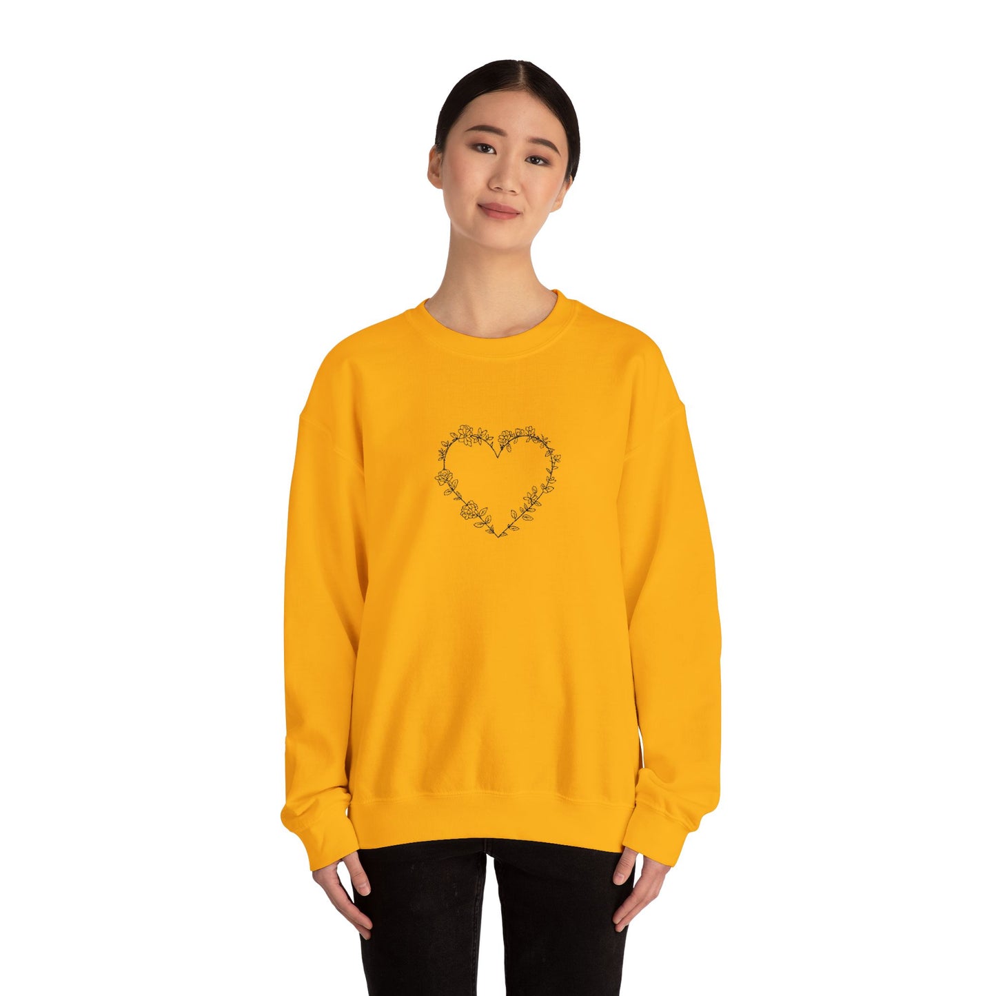 Romantic Floral Heart Sweatshirt, Cozy Gift, Unisex Crewneck, Valentine's Day, Casual Wear, Plant Lover's Gift, Everyday Comfort