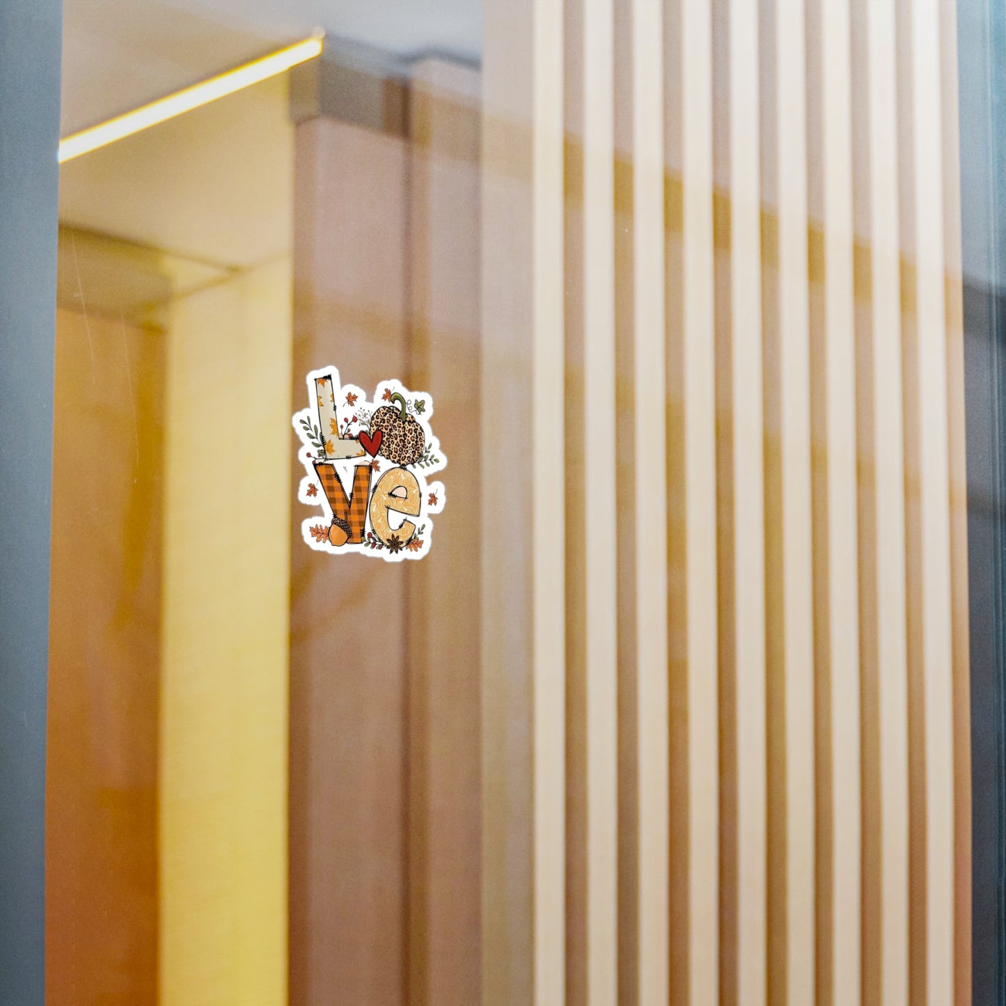 Autumn Love Kiss-Cut Vinyl Decals, Fall Decor Stickers, Seasonal Home Accents, Pumpkin Aesthetic, Perfect for Greetings and Gifts