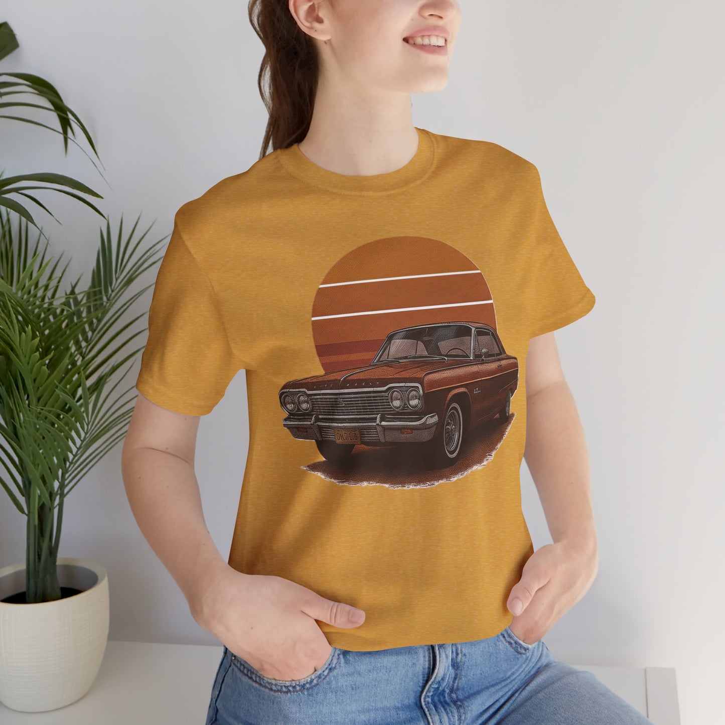 Retro Car Graphic Tee - Vintage Sunset Shirt, Perfect for Car Lovers, Gift for Him, Summer Style, Casual Wear, Unisex Fashion