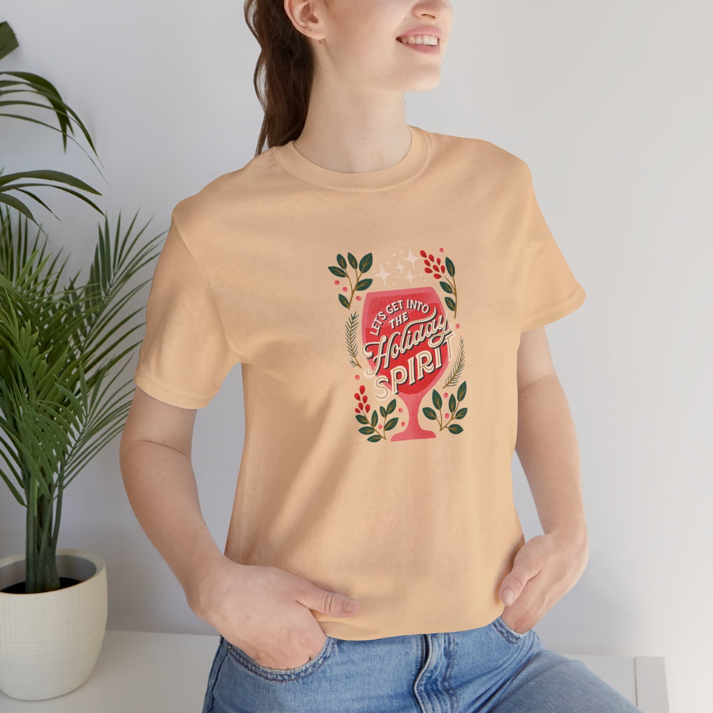 Holiday Spirit Short Sleeve Tee - Unisex Jersey T-Shirt, Festive Casual Wear, Christmas Gift, Family Gatherings, Seasonal Apparel