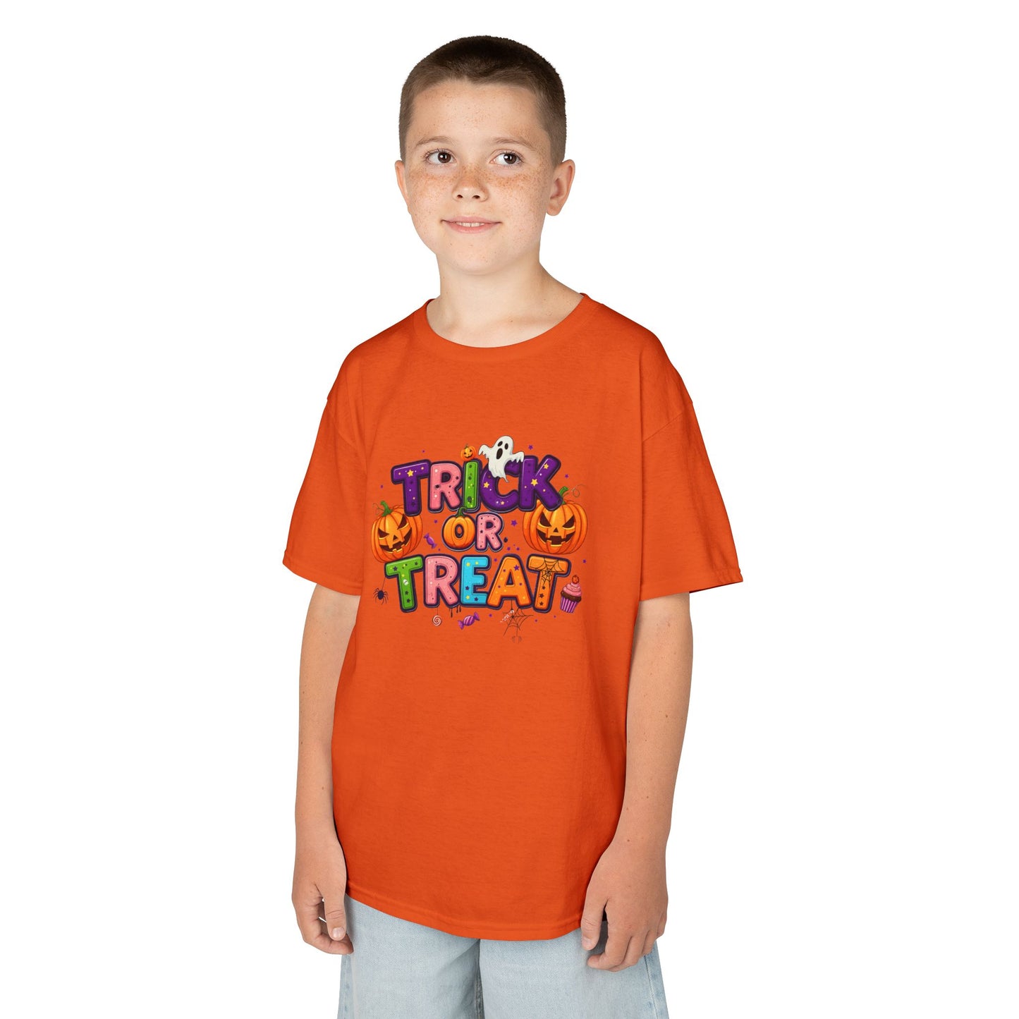 Kids Halloween Tee - Trick or Treat T-Shirt, Perfect for Halloween Parties, Costume, Pumpkin Designs, Fun Kids Apparel