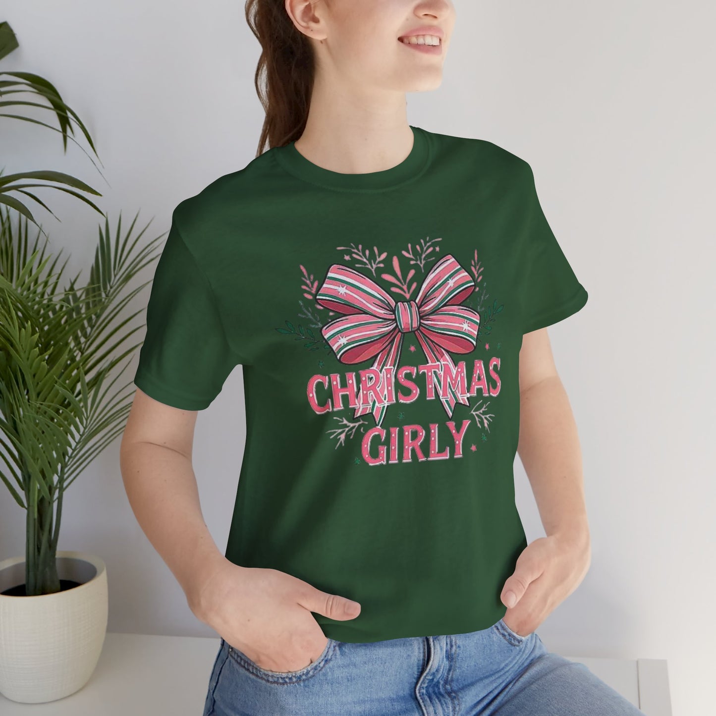 Christmas Girly Short Sleeve Tee, Holiday T-Shirt, Gift Idea, Festive Apparel, Seasonal Top, Christmas Outfit