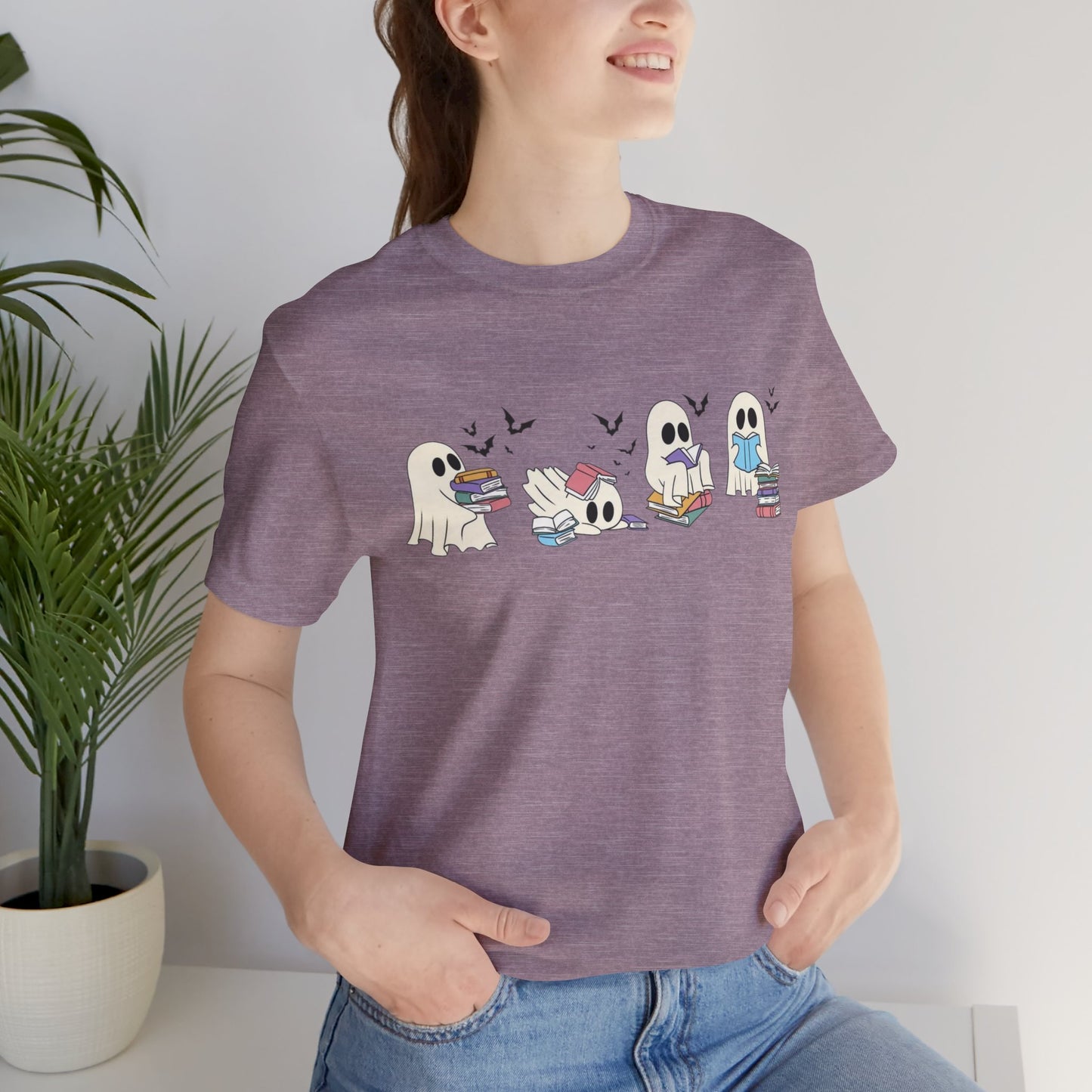 Ghostly Reading Tee - Cute Unisex Tee, Perfect for Book Lovers, Halloween, Casual Wear, Gifts for Readers, Cozy Style