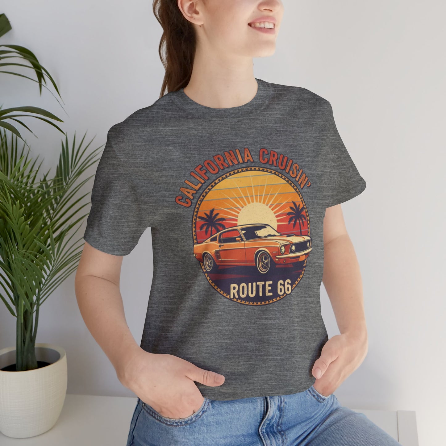 California Cruisin' Vintage Tee, Retro Car Shirt, Route 66 Graphic Tee, Perfect for Road Trips, Travel Lovers Apparel, Unisex T-Shirt