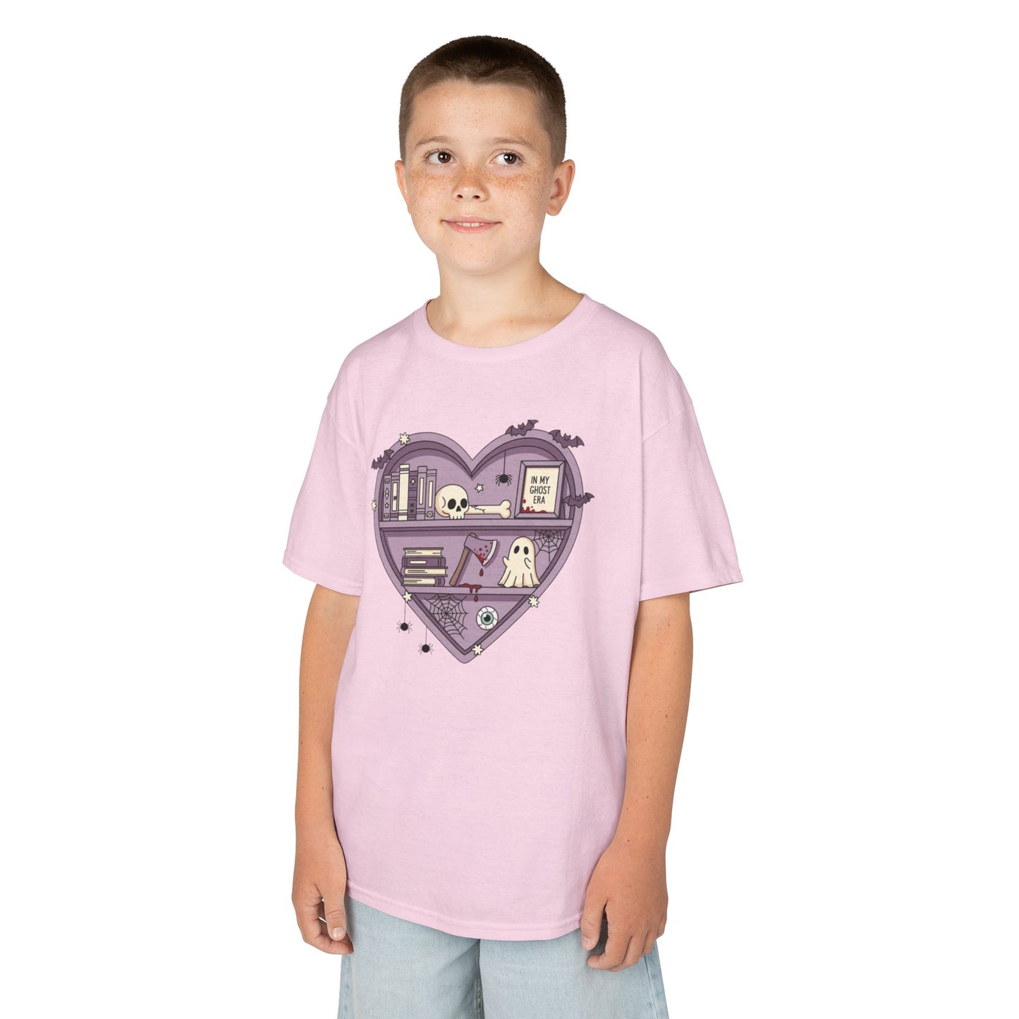 Ghost Heart Kids Tee, Cute Kids T-Shirt, School Spirit Shirt, Birthday Gift for Kids, Cute Graphic Tee