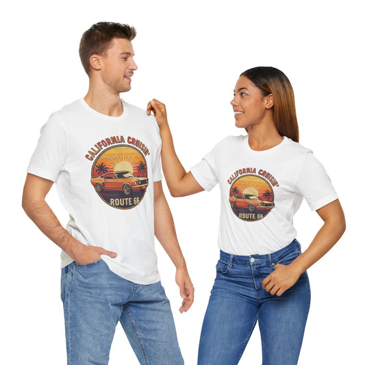 California Cruisin' Vintage Tee, Retro Car Shirt, Route 66 Graphic Tee, Perfect for Road Trips, Travel Lovers Apparel, Unisex T-Shirt