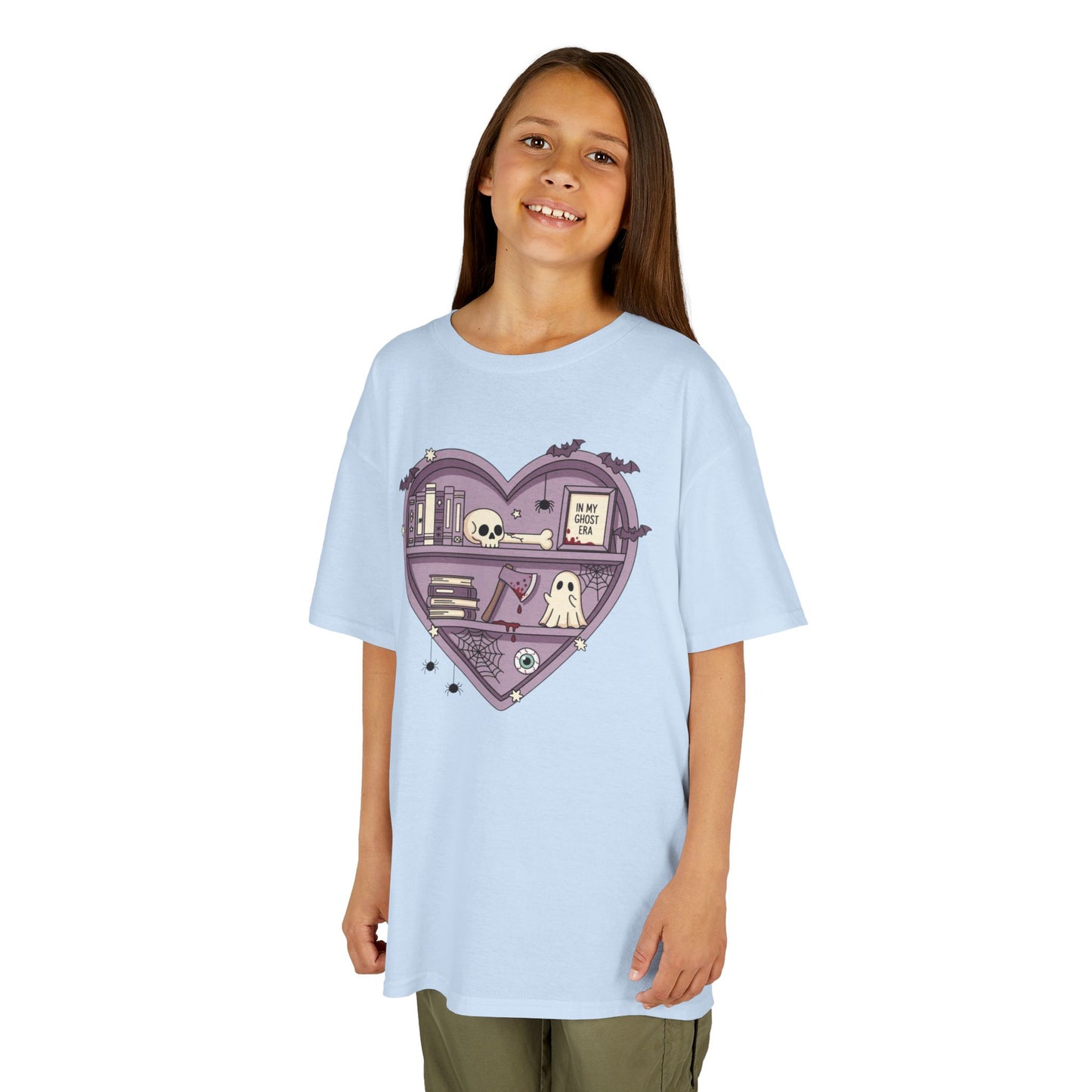 Ghost Heart Kids Tee, Cute Kids T-Shirt, School Spirit Shirt, Birthday Gift for Kids, Cute Graphic Tee