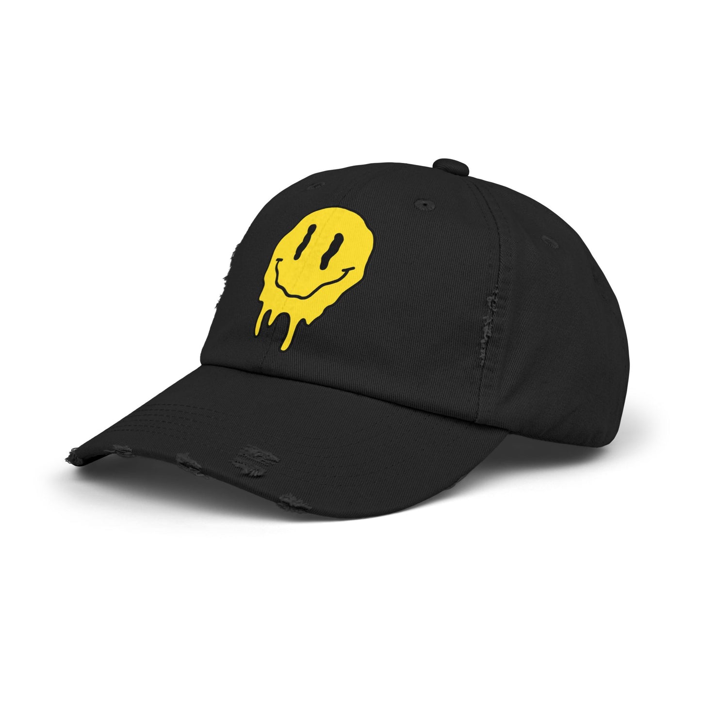 Smiley Face Distressed Cap | Unisex Hat for Casual Wear, Trendy Accessories, Gift Ideas for Friends, Summer Style, Streetwear