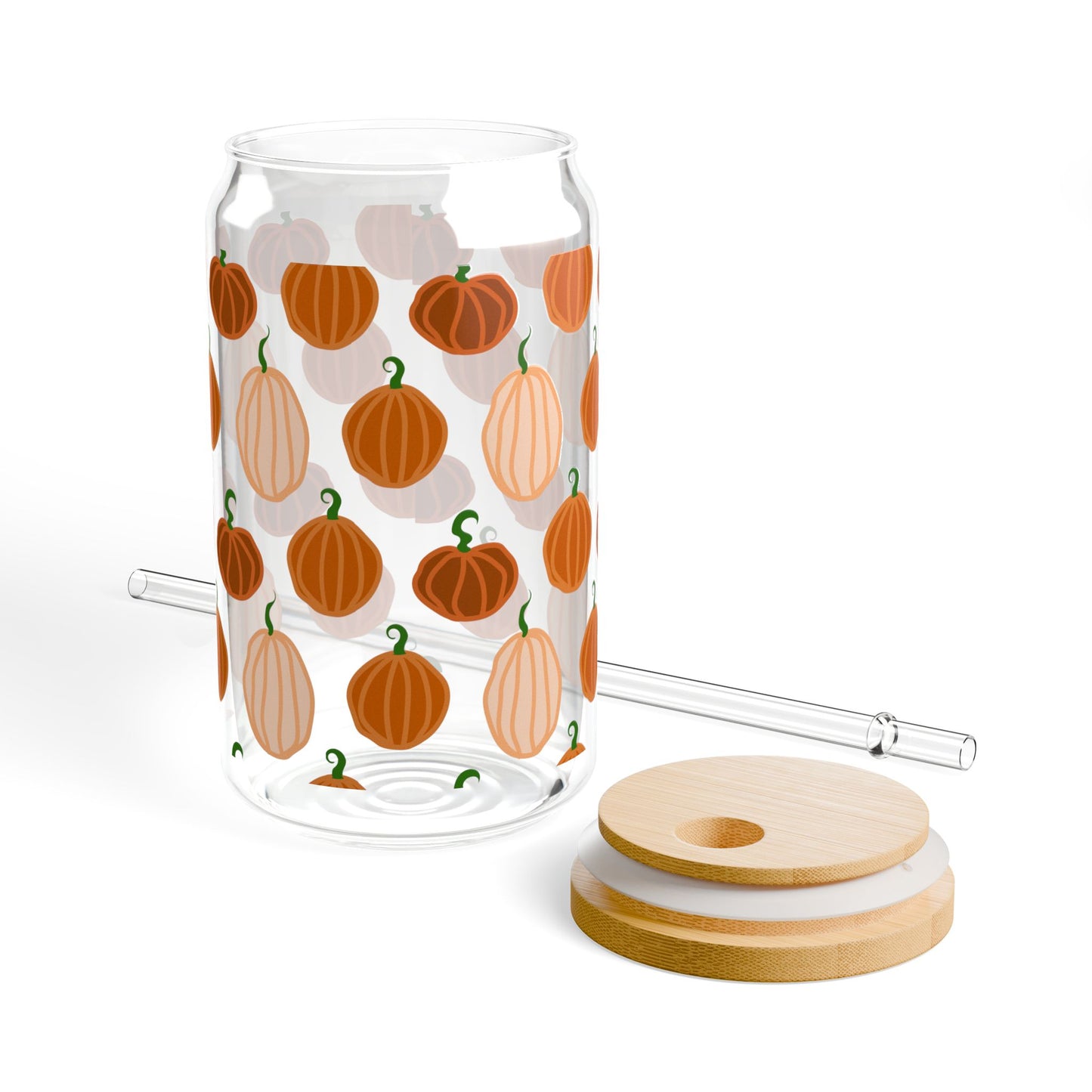 Pumpkin Sipper Glass, Clear Drinking Jar for Fall, Halloween Decor, Eco-Friendly Beverage Container, Cute Gift Idea, Perfect for Cozy Nights