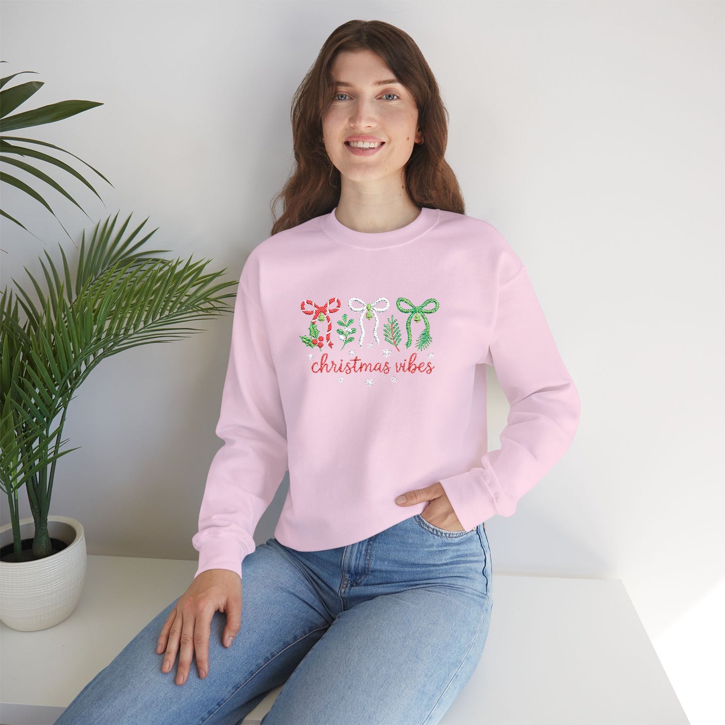 Embroidered Christmas Vibes Sweatshirt