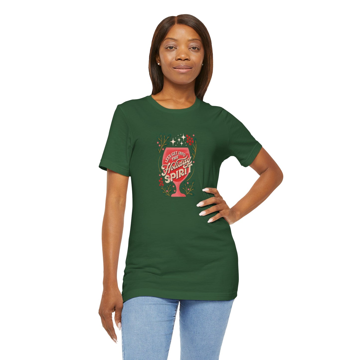 Holiday Spirit Short Sleeve Tee - Unisex Jersey T-Shirt, Festive Casual Wear, Christmas Gift, Family Gatherings, Seasonal Apparel