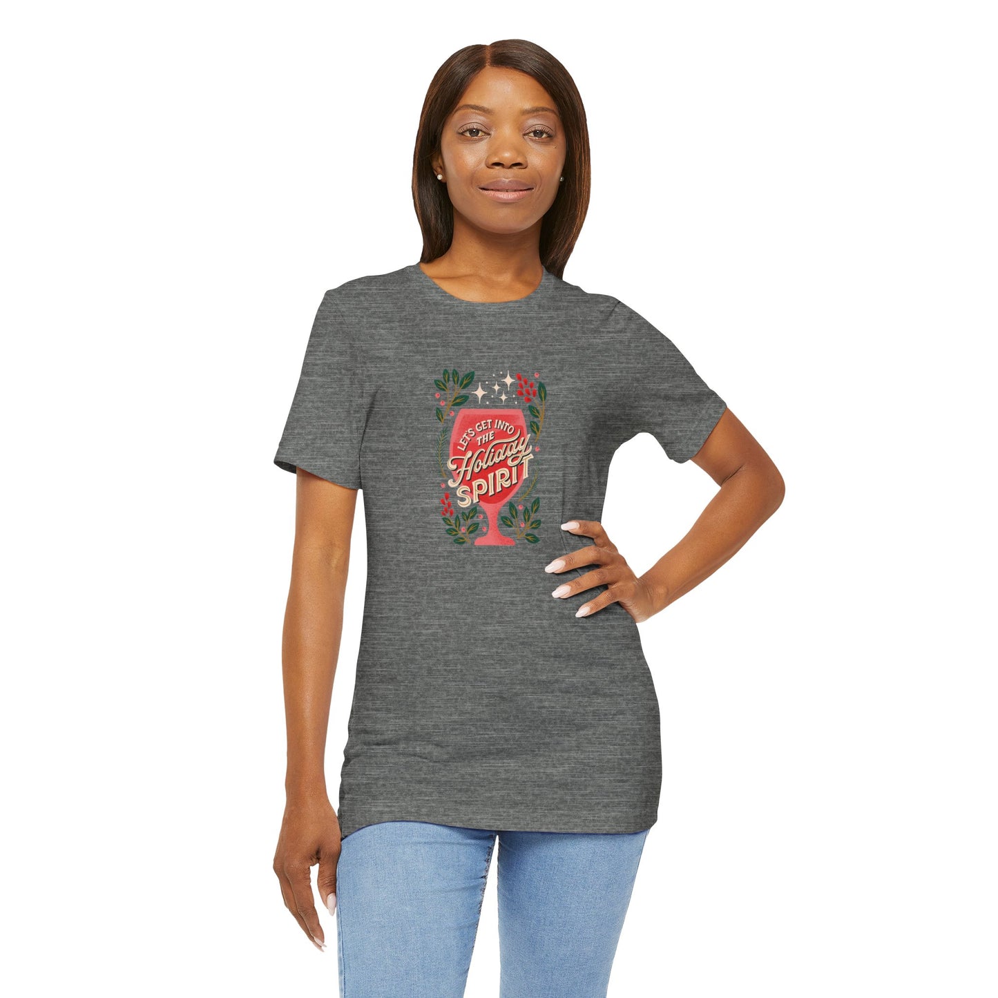 Holiday Spirit Short Sleeve Tee - Unisex Jersey T-Shirt, Festive Casual Wear, Christmas Gift, Family Gatherings, Seasonal Apparel