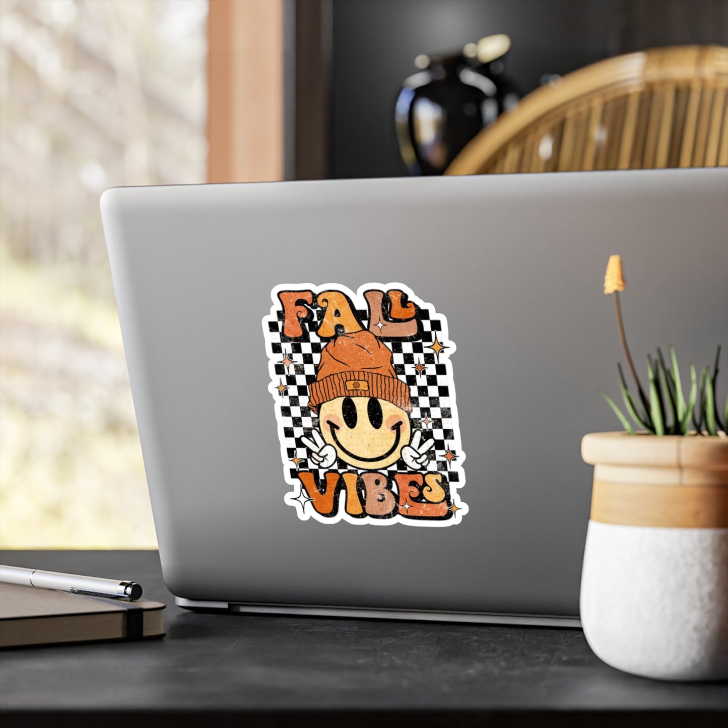 Fall Vibes Kiss-Cut Vinyl Decals - Cheerful Autumn Stickers for Home Décor, Laptop, Car, Gifts, Seasonal Decorations