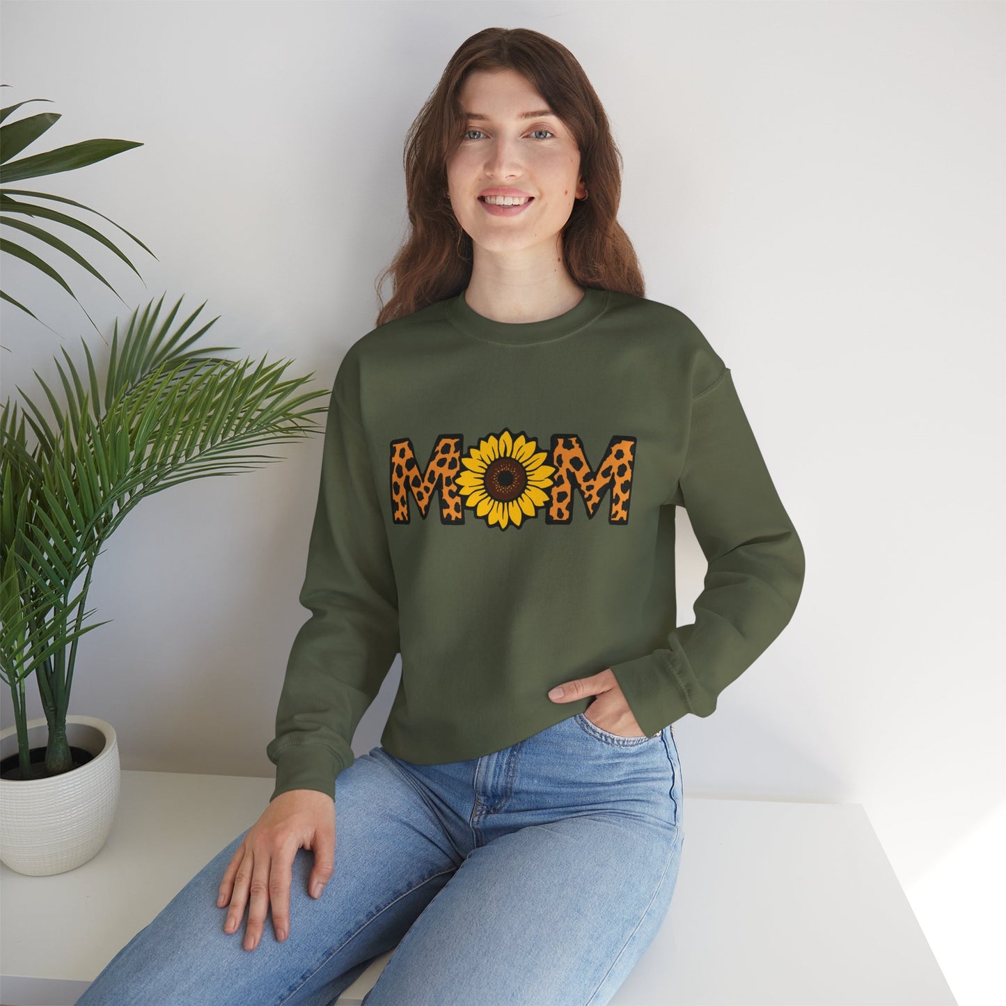 Sunflower Mom Crewneck Sweatshirt, Cozy Gift for Mothers, Mother's Day Apparel, Birthday Gift, Stylish Casual Wear