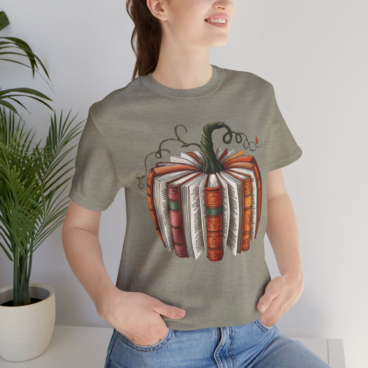 Fall Pumpkin Books Unisex Tee - Cozy Autumn T-Shirt for Book Lovers