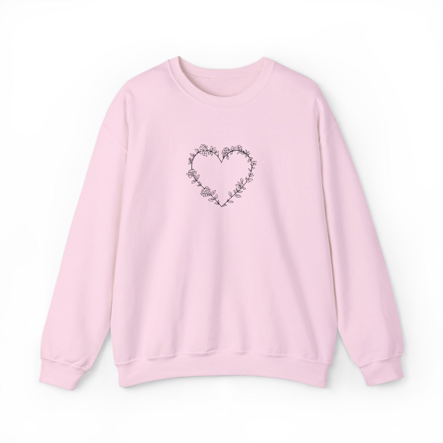 Romantic Floral Heart Sweatshirt, Cozy Gift, Unisex Crewneck, Valentine's Day, Casual Wear, Plant Lover's Gift, Everyday Comfort