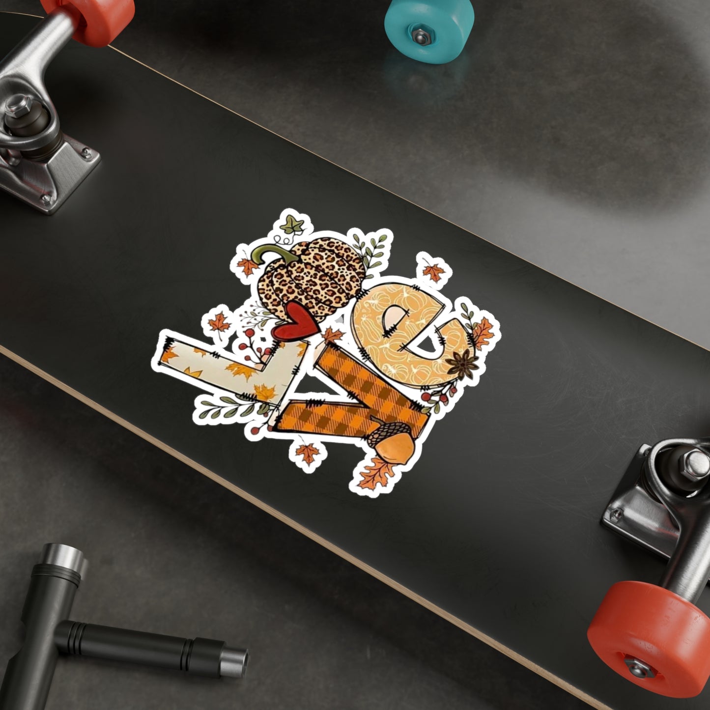 Autumn Love Kiss-Cut Vinyl Decals, Fall Decor Stickers, Seasonal Home Accents, Pumpkin Aesthetic, Perfect for Greetings and Gifts