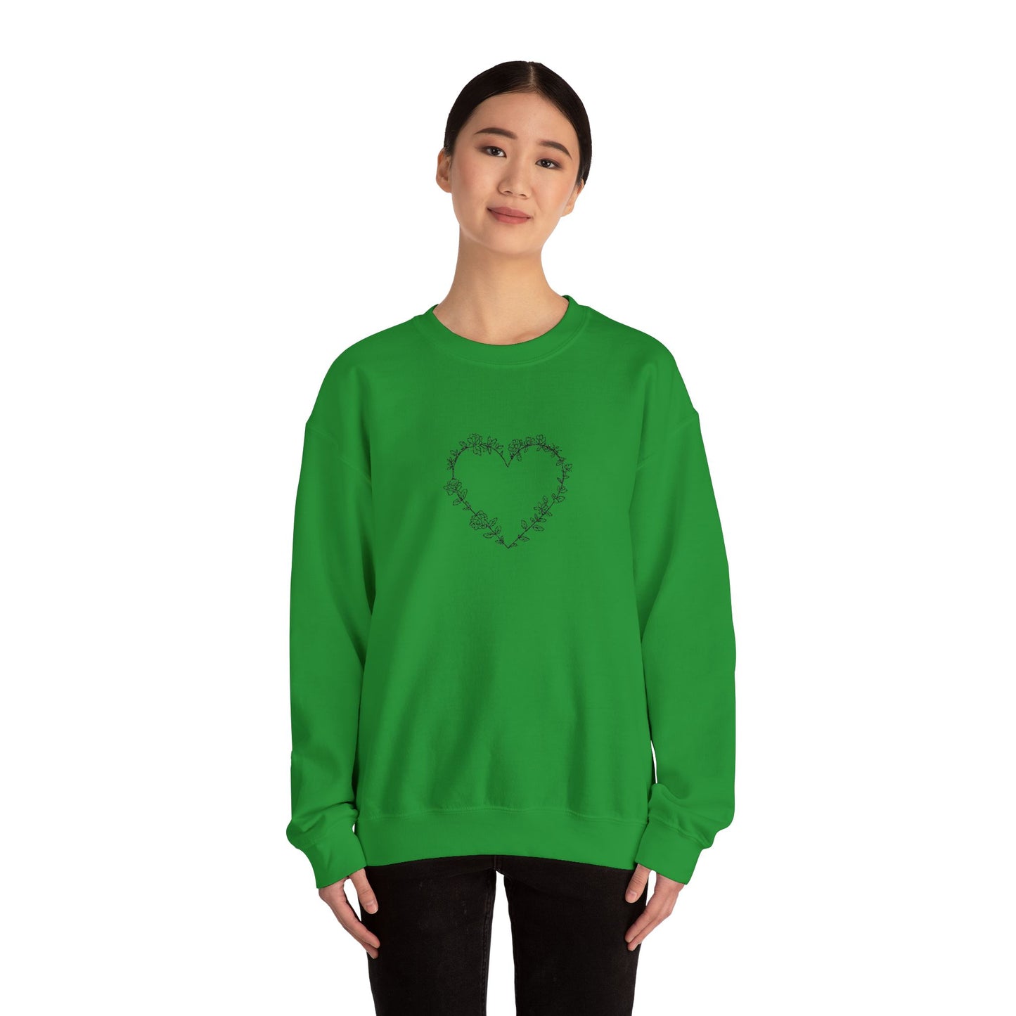 Romantic Floral Heart Sweatshirt, Cozy Gift, Unisex Crewneck, Valentine's Day, Casual Wear, Plant Lover's Gift, Everyday Comfort
