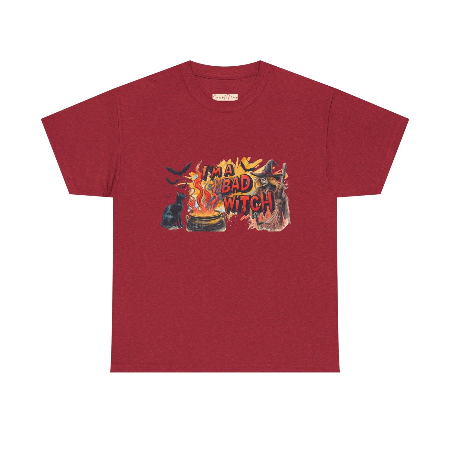 I’m a Bad Witch Unisex Heavy Cotton Tee - Perfect for Halloween, Witchy Fashion, Gifts for Her, Everyday Casual Wear, Magical Spirit