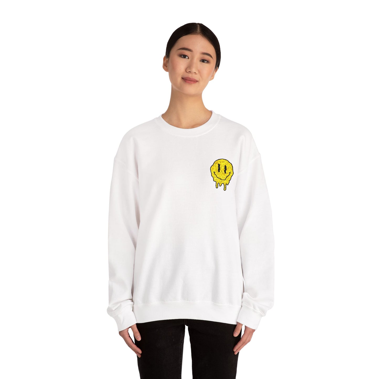 Smiley Face Sweatshirt, Cozy Crewneck, Unisex Pullover, Casual Outerwear, Gift for Friends, Everyday Comfort