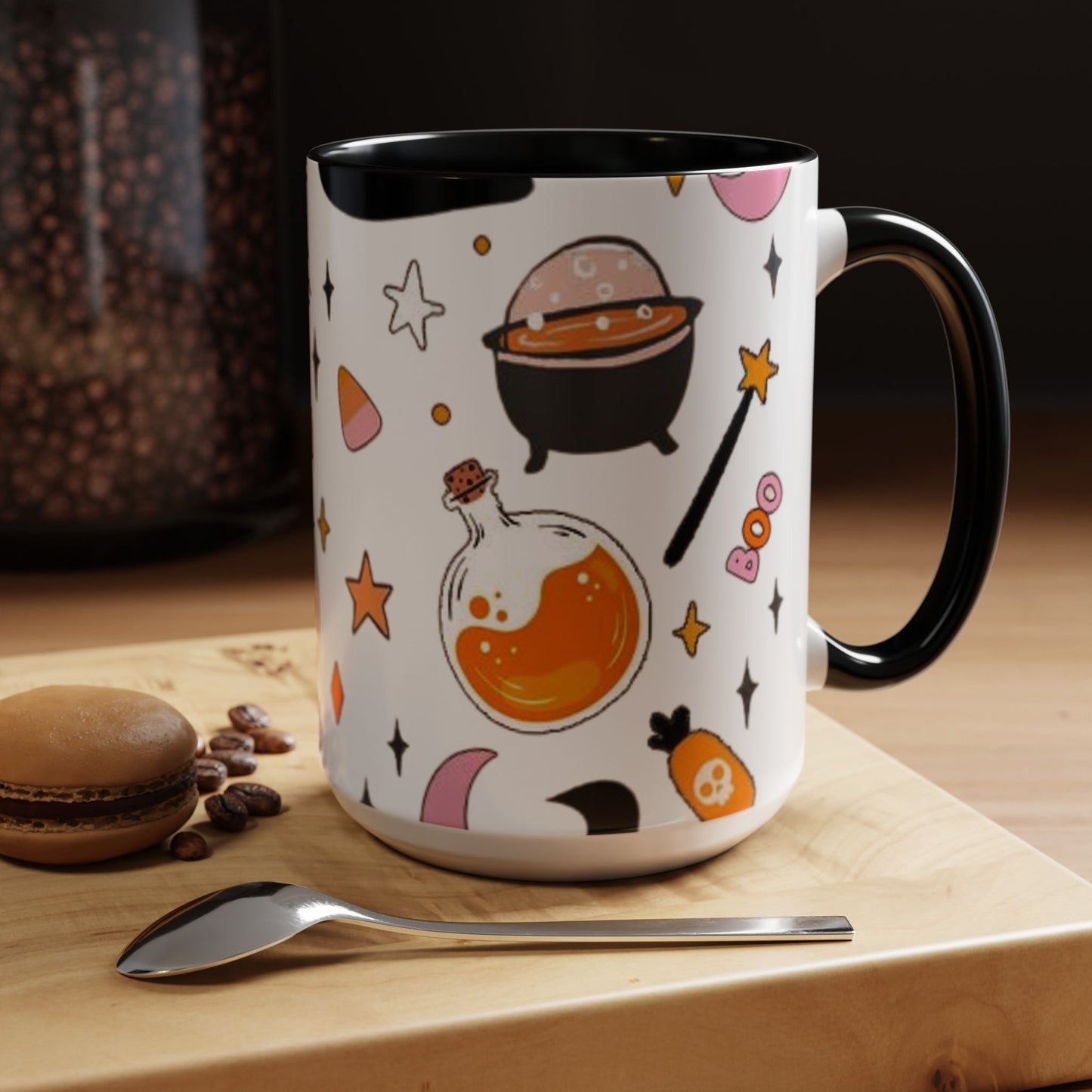 Halloween Accent Coffee Mug - Spooky Cute Designs, Perfect for Fall Décor, Pumpkin, Trick-or-Treat, Autumn Gift, Kids & Adults