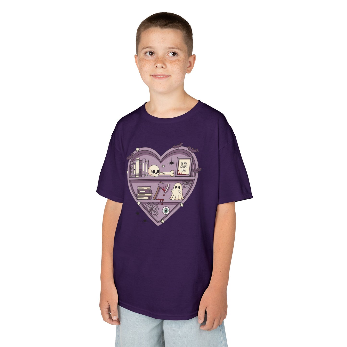 Ghost Heart Kids Tee, Cute Kids T-Shirt, School Spirit Shirt, Birthday Gift for Kids, Cute Graphic Tee
