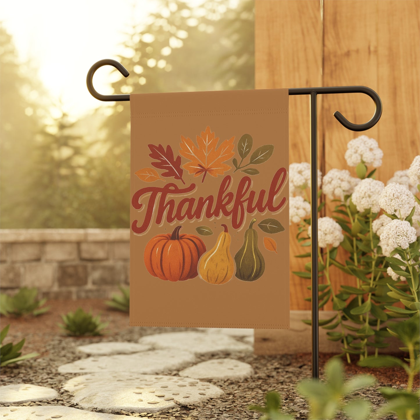 Thankful Garden Banner, Autumn Decor, Fall Flag, Seasonal Home Decoration, Thanksgiving Garden Sign