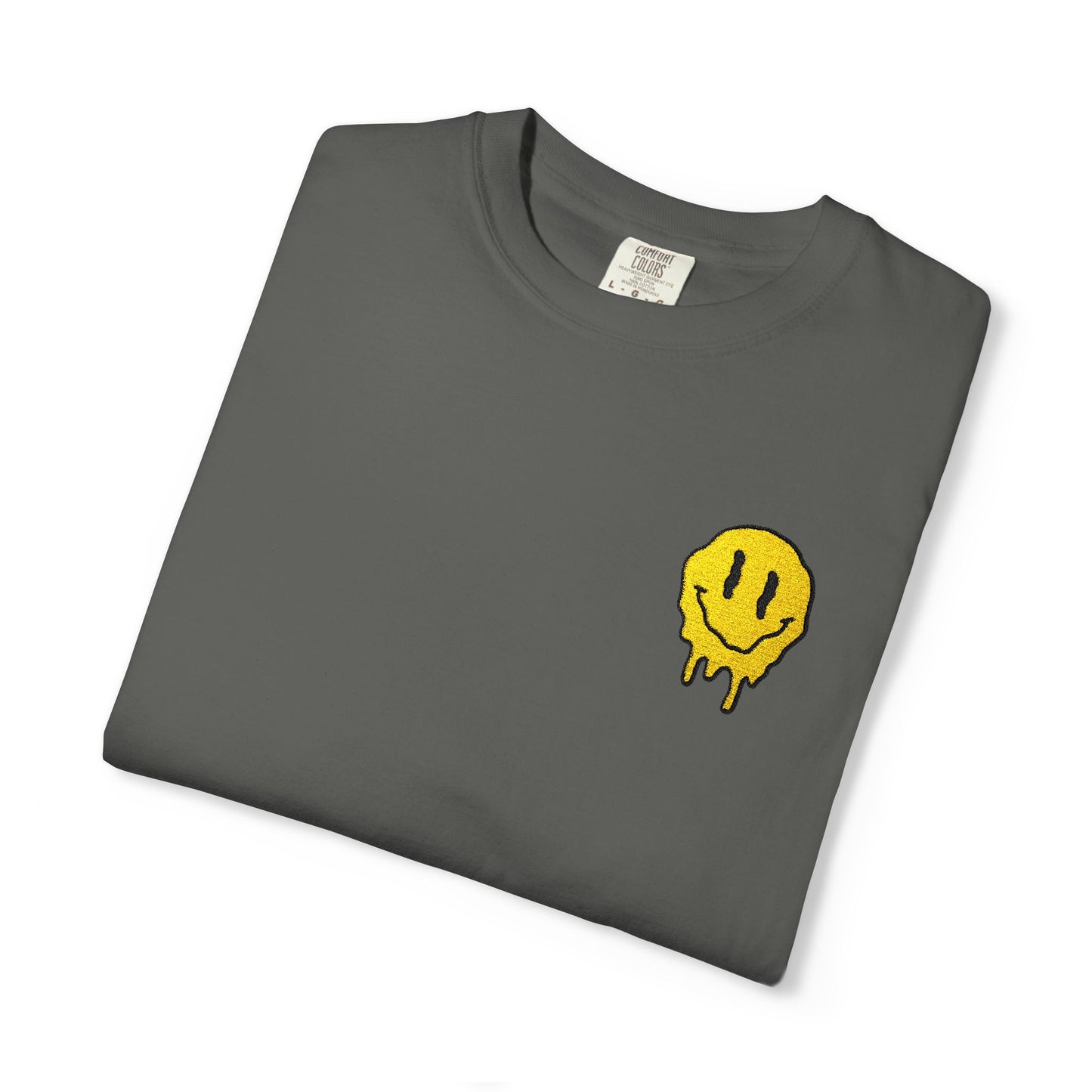 Smiley Face Unisex Garment-Dyed T-Shirt, Casual Tee, Summer Fashion, Gift for Friends, Unique Everyday Wear, Positive Vibe Apparel