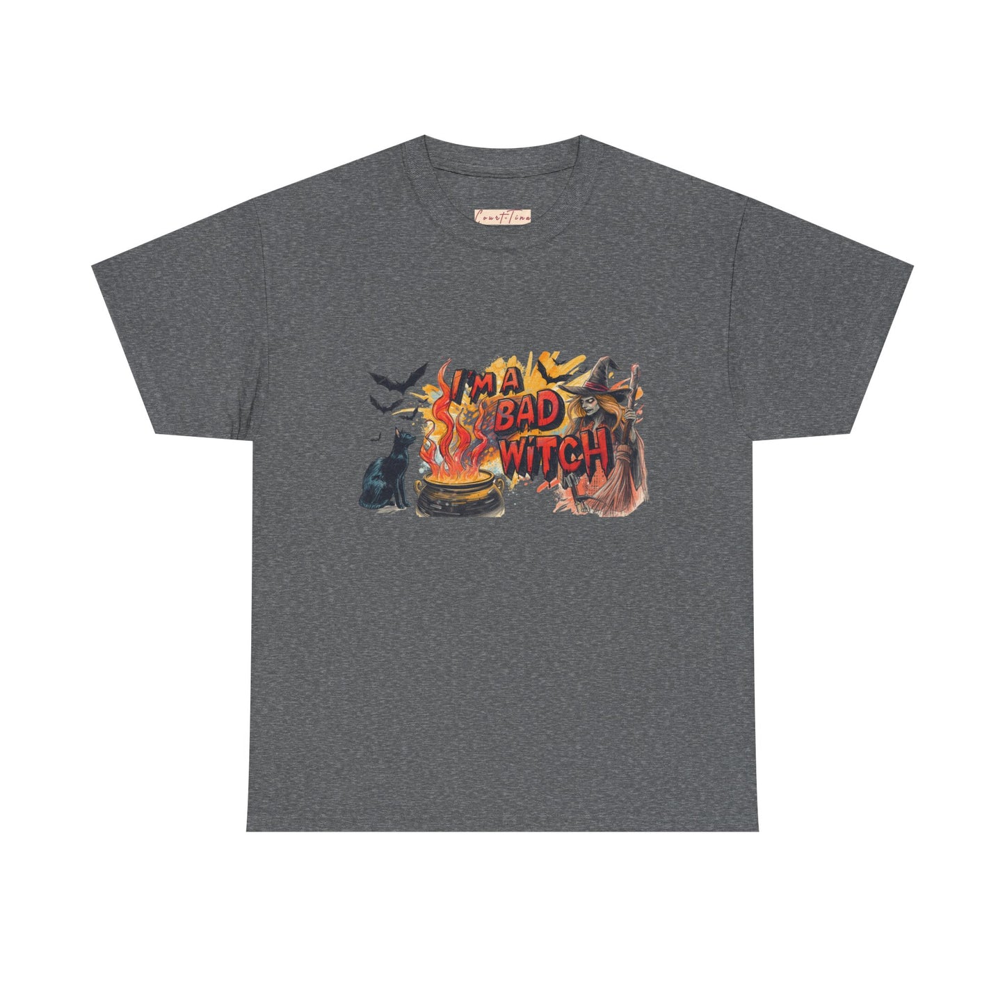 I’m a Bad Witch Unisex Heavy Cotton Tee - Perfect for Halloween, Witchy Fashion, Gifts for Her, Everyday Casual Wear, Magical Spirit