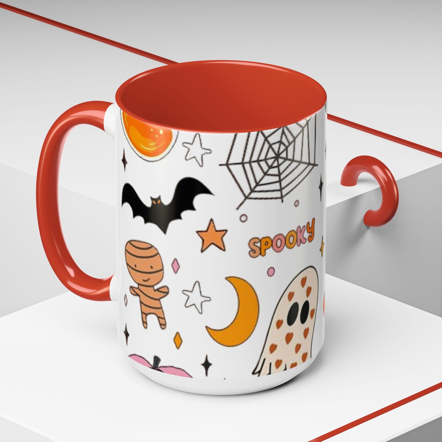 Halloween Accent Coffee Mug - Spooky Cute Designs, Perfect for Fall Décor, Pumpkin, Trick-or-Treat, Autumn Gift, Kids & Adults