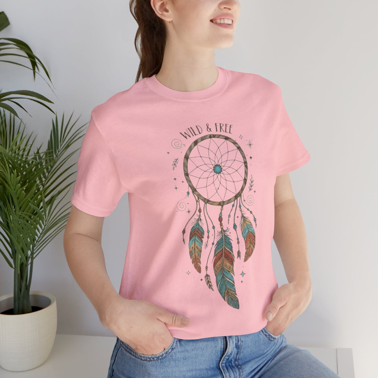 Dreamcatcher Graphic Tee, Wild & Free Shirt, Boho Style Top, Gift for Nature Lovers, Casual Everyday Wear