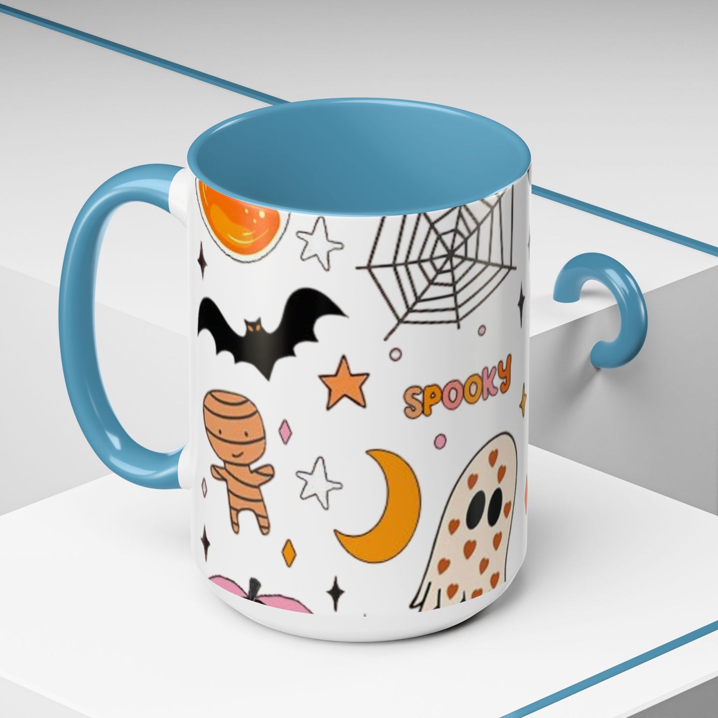 Halloween Accent Coffee Mug - Spooky Cute Designs, Perfect for Fall Décor, Pumpkin, Trick-or-Treat, Autumn Gift, Kids & Adults