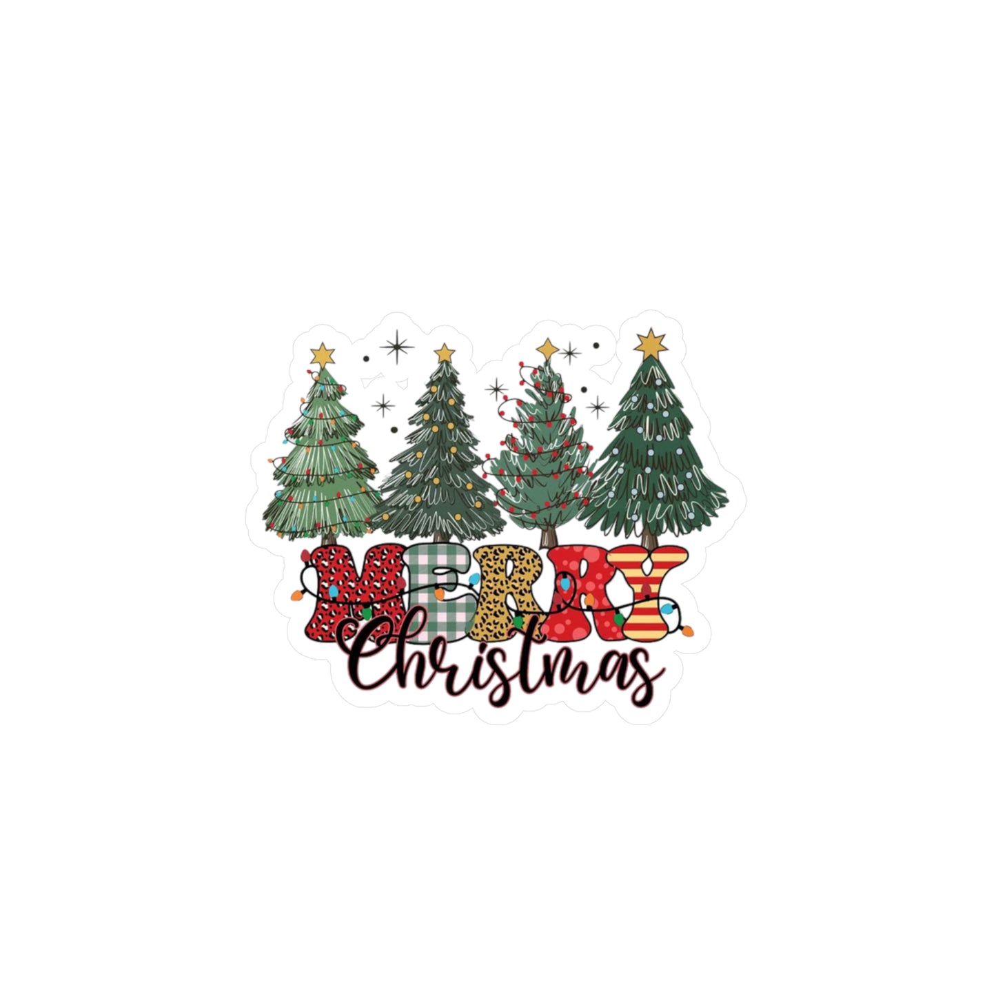 Merry Christmas Kiss-Cut Vinyl Decals – Festive Holiday Stickers for Home Decor, Gifts, Scrapbooking, and Crafting