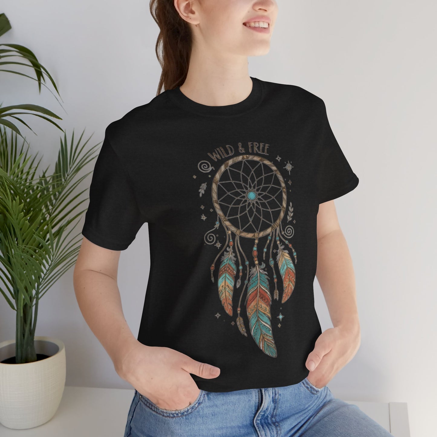 Dreamcatcher Graphic Tee, Wild & Free Shirt, Boho Style Top, Gift for Nature Lovers, Casual Everyday Wear