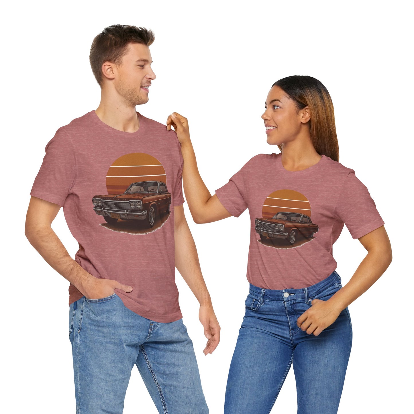 Retro Car Graphic Tee - Vintage Sunset Shirt, Perfect for Car Lovers, Gift for Him, Summer Style, Casual Wear, Unisex Fashion