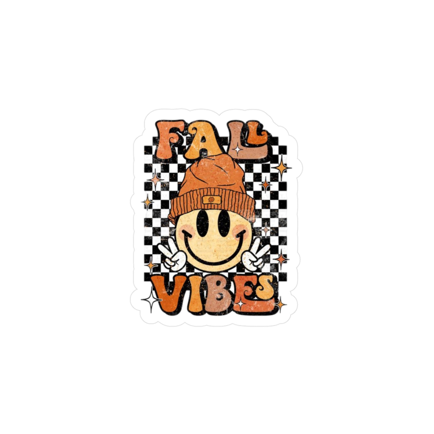 Fall Vibes Kiss-Cut Vinyl Decals - Cheerful Autumn Stickers for Home Décor, Laptop, Car, Gifts, Seasonal Decorations