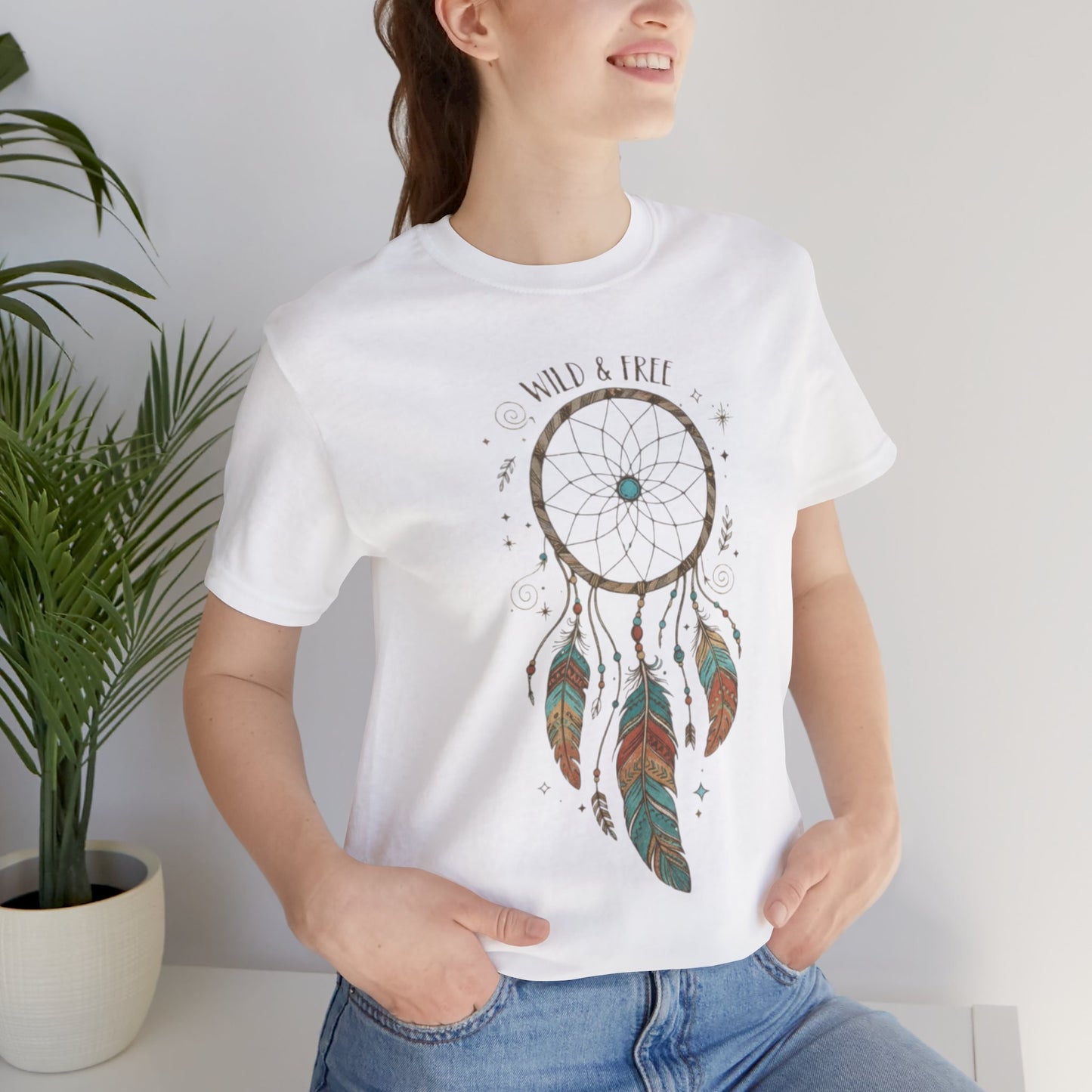 Dreamcatcher Graphic Tee, Wild & Free Shirt, Boho Style Top, Gift for Nature Lovers, Casual Everyday Wear