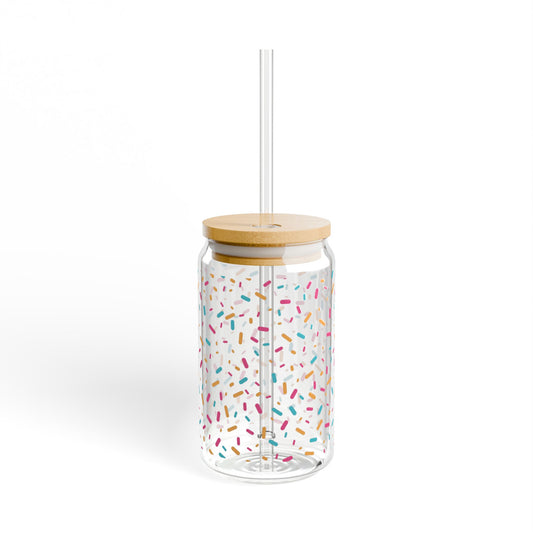 Whimsical Sprinkle Sipper Glass - Fun Drinkware for Parties, Gifts, Home Decor, Summer Celebrations, Kid-friendly