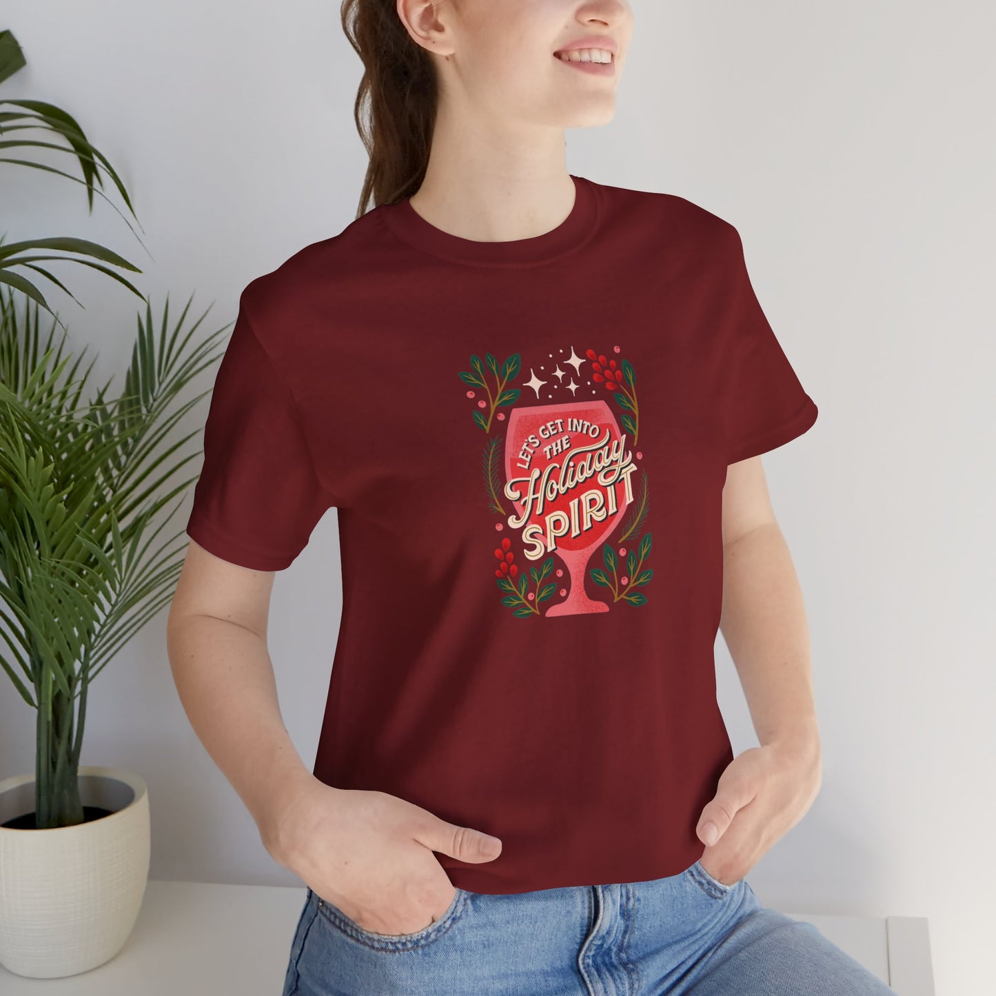 Holiday Spirit Short Sleeve Tee - Unisex Jersey T-Shirt, Festive Casual Wear, Christmas Gift, Family Gatherings, Seasonal Apparel