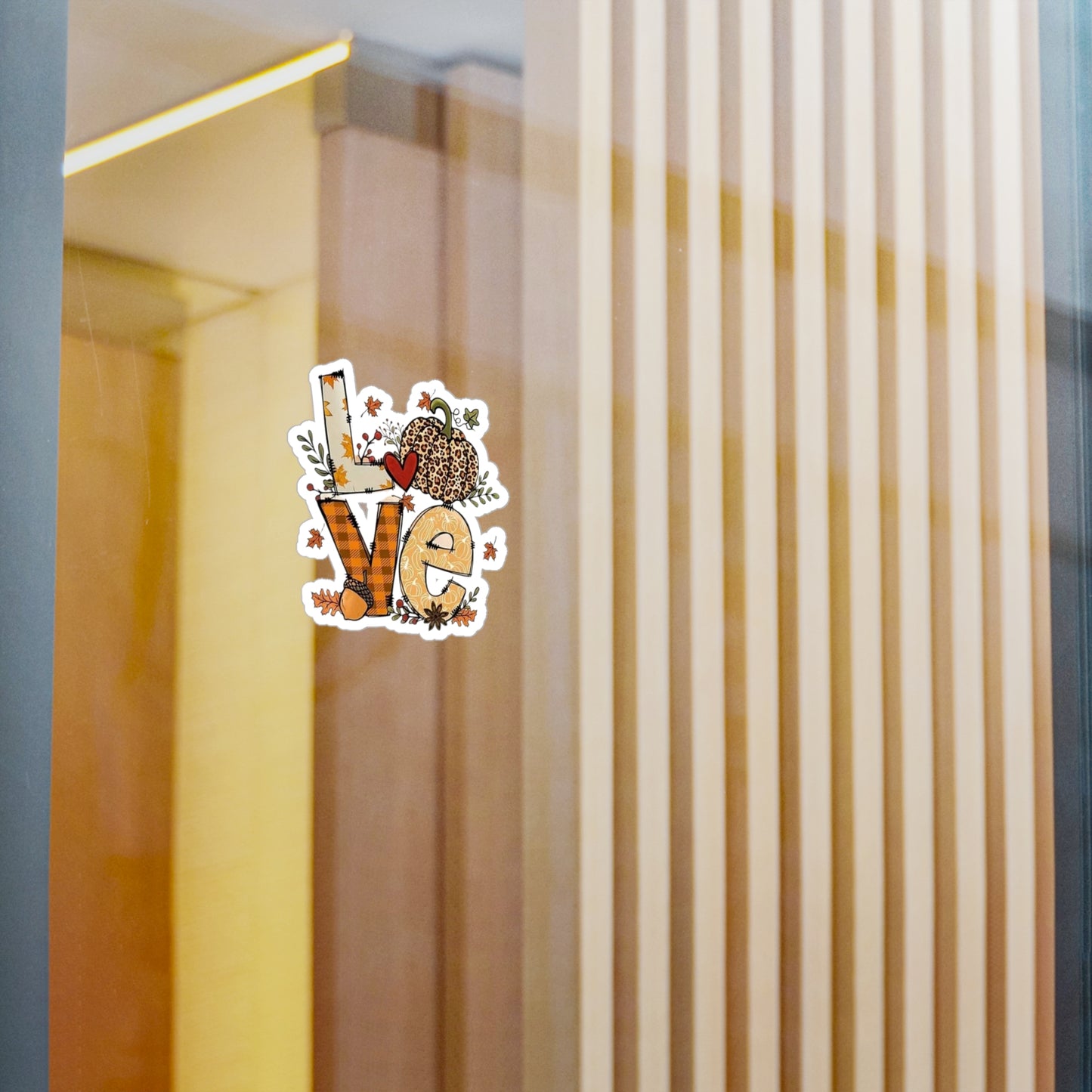 Autumn Love Kiss-Cut Vinyl Decals, Fall Decor Stickers, Seasonal Home Accents, Pumpkin Aesthetic, Perfect for Greetings and Gifts