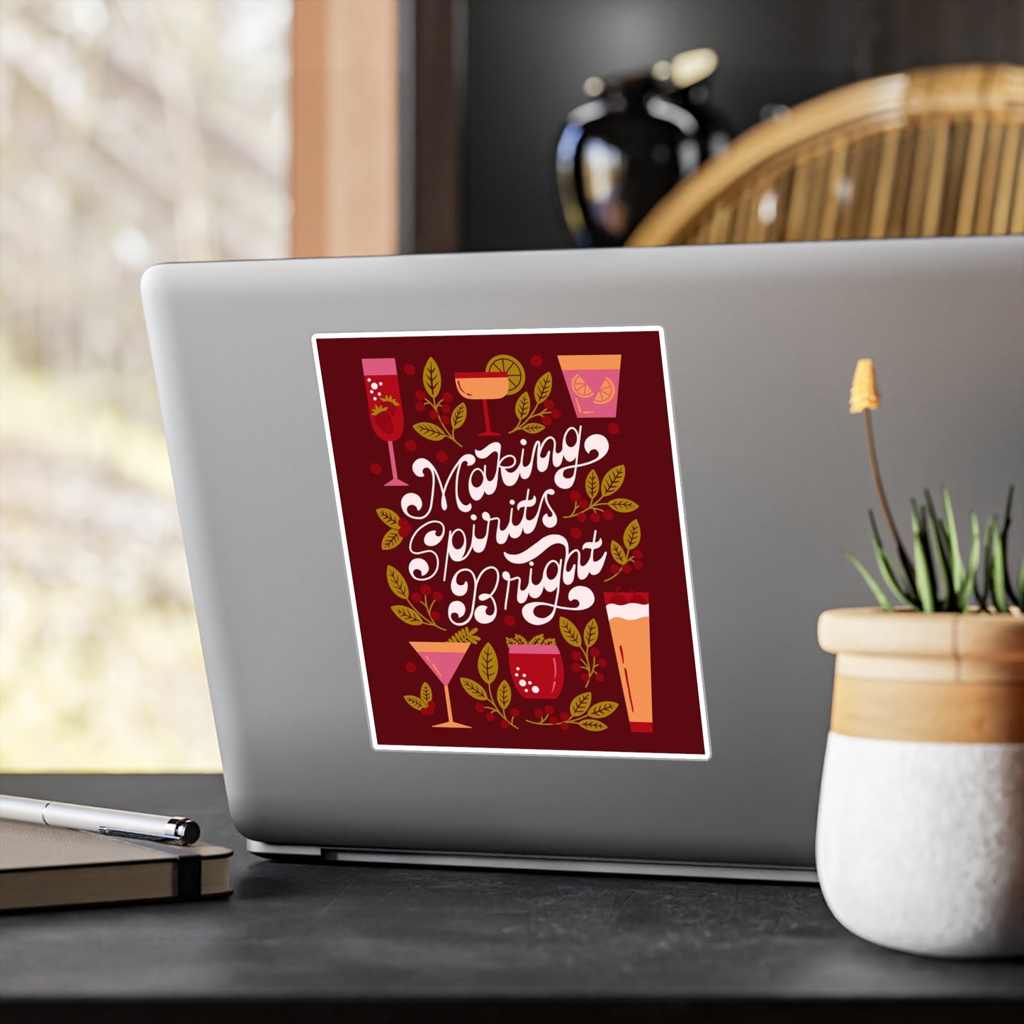 Festive Kiss-Cut Vinyl Decals | Making Spirits Bright Stickers for Party Decor, Holiday Gifts, Bar Decor, Home Decor, and Celebrations