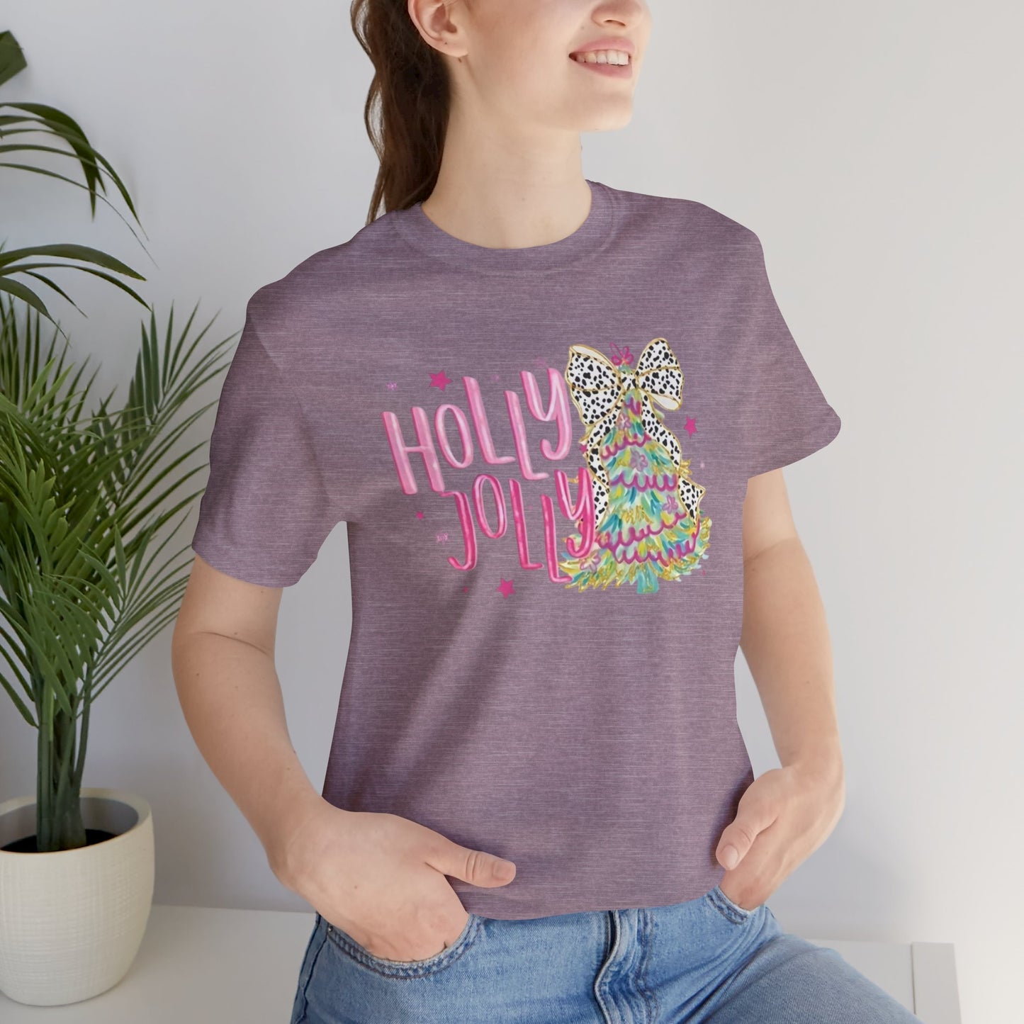 Holly Jolly Christmas Tee, Holiday Party Shirt, Gift for Her, Unisex Funny T-Shirt, Seasonal Apparel, Cute Christmas Outfit