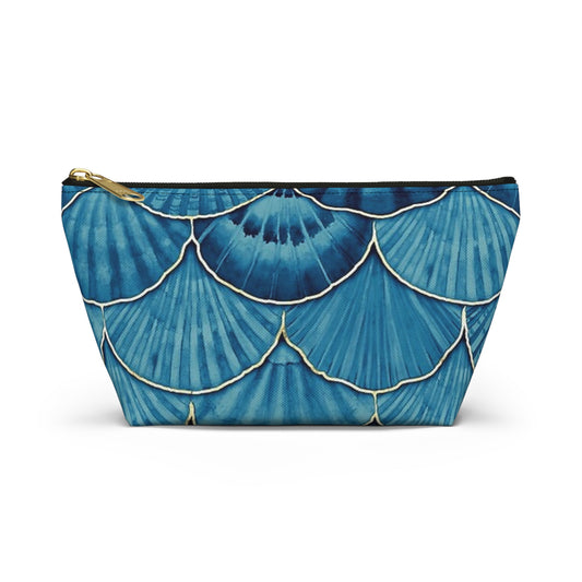 Beachy Mermaid Vibes Accessory Pouch, Makeup Bag, Travel Organizer, Shell Print Clutch, Ocean-Inspired Gift
