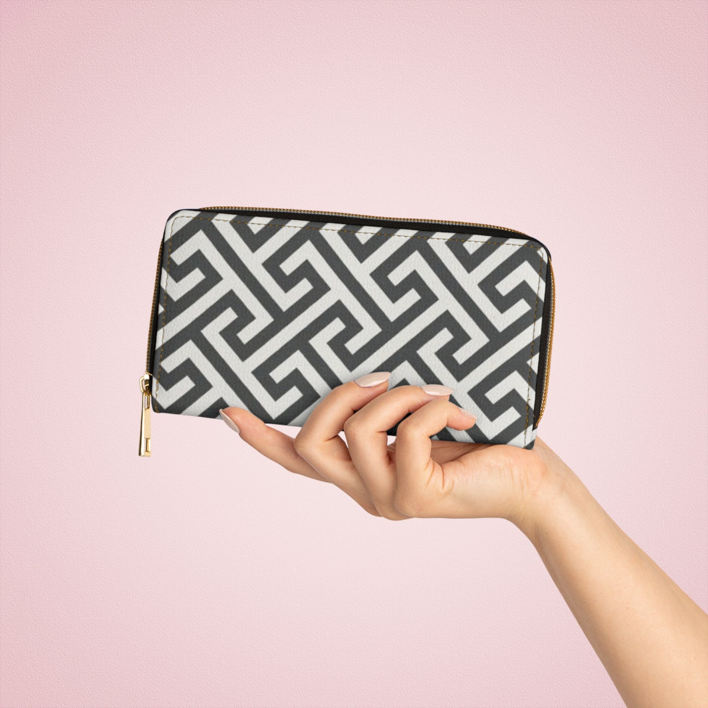 Chic Geometric Zipper Wallet, Stylish Clutch for Everyday Use, Perfect Gift for Her, Minimalist Wallet, Fashion Accessory