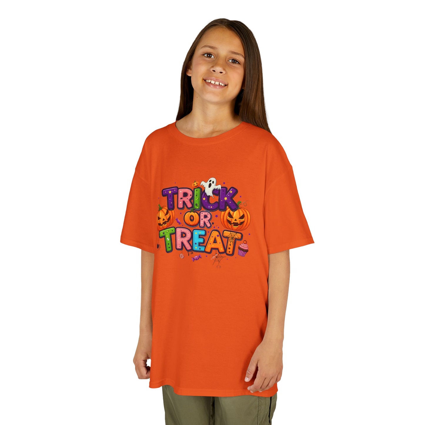 Kids Halloween Tee - Trick or Treat T-Shirt, Perfect for Halloween Parties, Costume, Pumpkin Designs, Fun Kids Apparel
