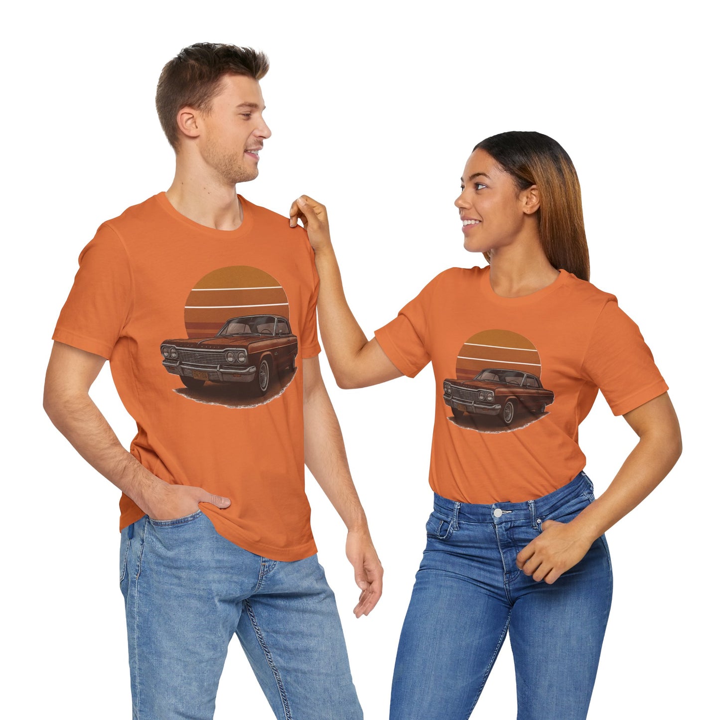 Retro Car Graphic Tee - Vintage Sunset Shirt, Perfect for Car Lovers, Gift for Him, Summer Style, Casual Wear, Unisex Fashion